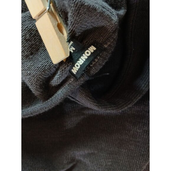 Monrow Black Ribbed Tank Dress Ruched Side Sleeveless Size M Racer Back Body Con - Picture 12 of 16